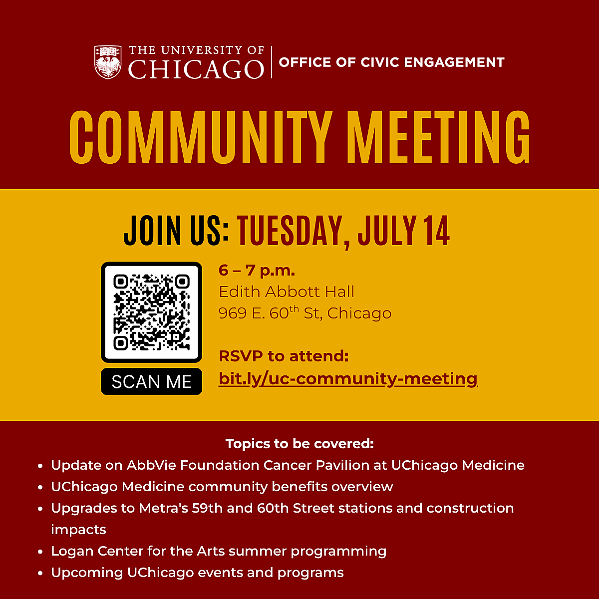 July 14 2026 Community Meeting flyer