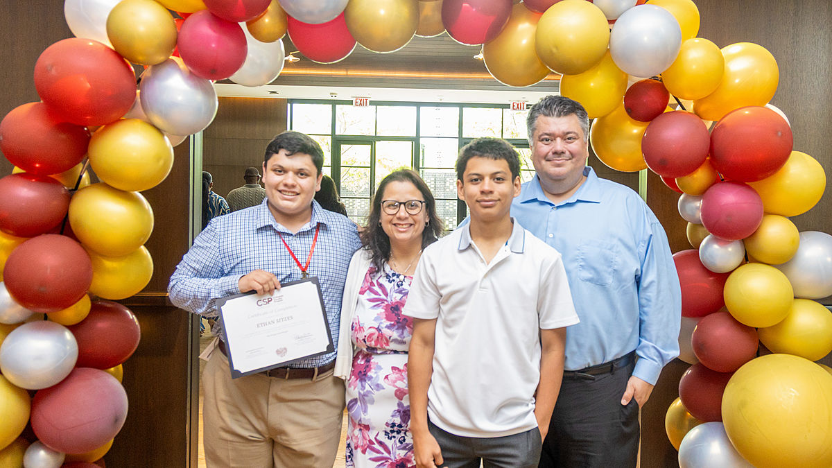 Ethan Sitzes, pictured here with his family, will attend the University of Chicago beginning fall 2025 to study neuroscience.