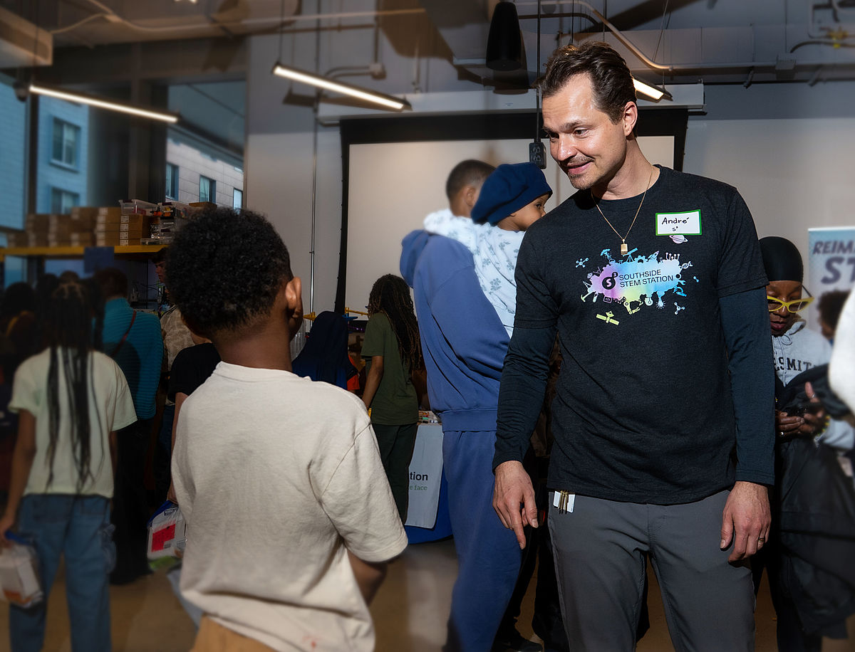 André Westhelle pictured at Hyde Park Labs' Southside STEM Station