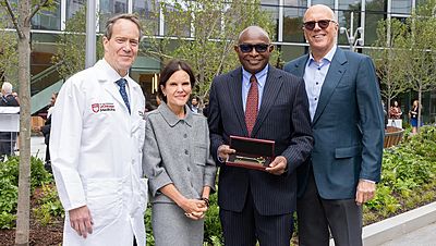UChicago Medicine leadership, including Mark Anderson, MD, PhD; Krista Curell, JD, RN; Kunle Odunsi, MD, PhD; and Tom Jackiewicz, attended the event on Sept. 24.