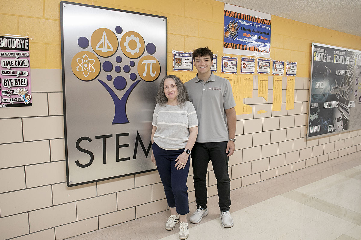 David Curry, UChicago first year pictured with Michelle Warden, Wadsworth STEM Coordinator 