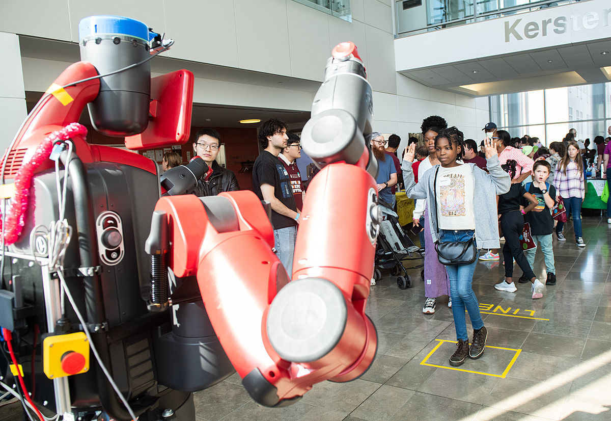 Children and their families will be able to interact with robots that mimic kids’ movements, pick up what they’re told and play Tic-Tac-Toe with arms 3D-printed in primary colors – all designed to enlighten, not intimidate.